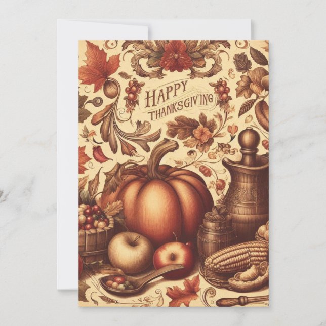Cartes Pour Fêtes Annuelles Joyeux Thanksgiving vintage/classique (Devant)