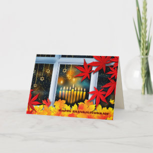 Cartes Pour Fêtes Annuelles Joyeux Thanksgivukkah. Hanoukka et Thanksgiving