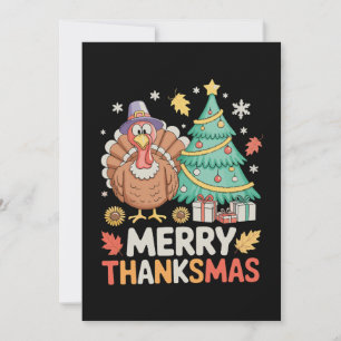 Cartes Pour Fêtes Annuelles Joyeux Thanksmas Noël Thanksgiving Dinde Xmas