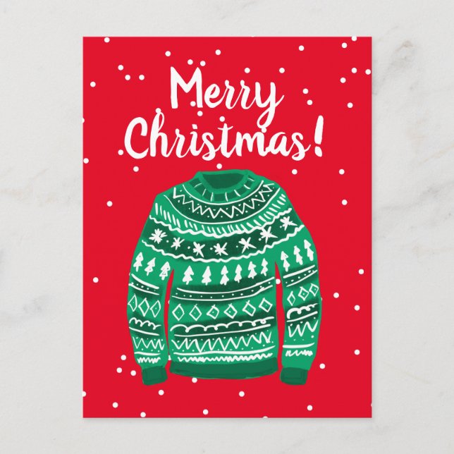 Cartes Pour Fêtes Annuelles Joyeux tirage de pull Noël moche xmas (Devant)