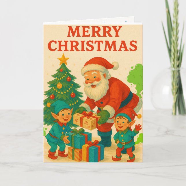Cartes Pour Fêtes Annuelles Joyeux Toömas ! Santa et ses lutins petomaniacs (Devant)