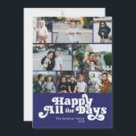 Cartes Pour Fêtes Annuelles Joyeux Tous les Jours Photo Hanukkah<br><div class="desc">Ces 5" x 7" cartes de vœux plates pour les fêtes de Hanukkah présentent un design minimaliste avec le vœu,  "Joyeux Tous les Jours, " en lettres blanches sur fond bleu royal avec des espaces pour huit (8) de vos photos préférées,  nom(s) de famille et année.</div>