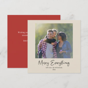 Cartes Pour Fêtes Annuelles Joyeux tout calligraphie personnalisée photo rouge