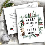 Cartes Pour Fêtes Annuelles Joyeux tout et heureux toujours | Feuillage floral<br><div class="desc">Envoyez des voeux et des salutations chaleureux à vos proches avec cette carte postale florale magnifique,  élégante et moderne avec "Joyeux tout et Joyeux toujours". Souhaitez-vous à tous des Vacances Joyeuses et un Nouvel An Extraordinaire !</div>