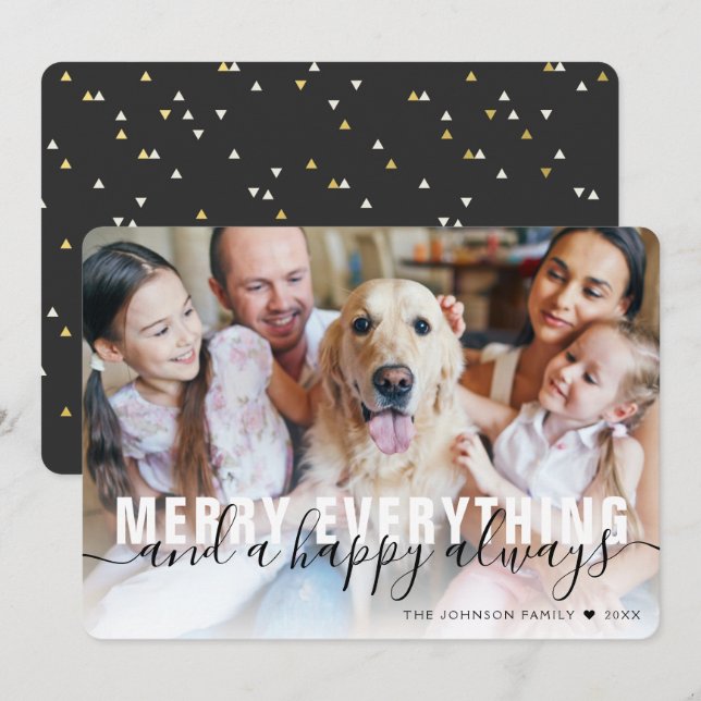 Cartes Pour Fêtes Annuelles Joyeux Tout Famille Or Foil Noël (Devant / Derrière)