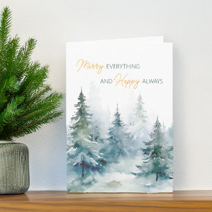 Cartes Pour Fêtes Annuelles Joyeux Tout Heureux Toujours Arbres d'Hiver