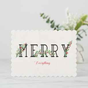 Cartes Pour Fêtes Annuelles Joyeux tout Moderne Holly Greens et baies