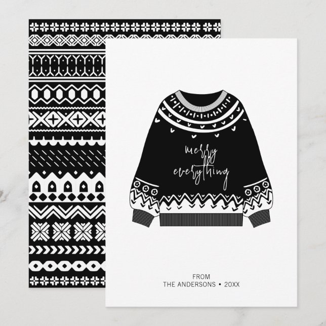 Cartes Pour Fêtes Annuelles Joyeux tout moderne Sweat de Noël (Devant / Derrière)