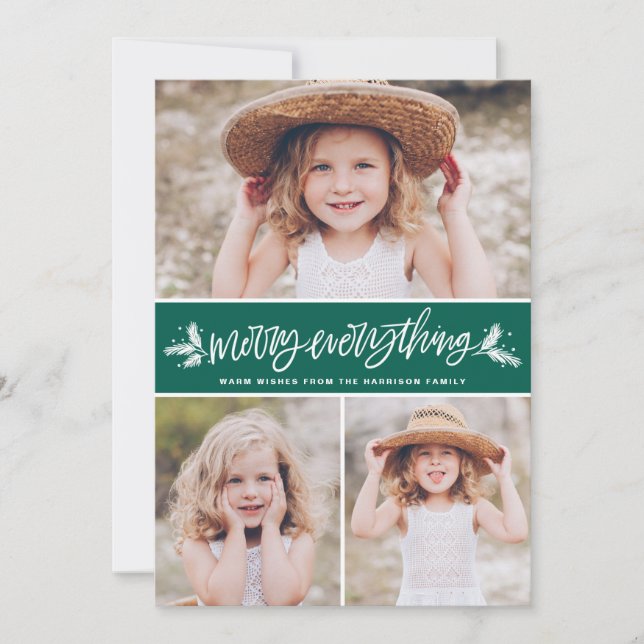 Cartes Pour Fêtes Annuelles Joyeux tout Pine Branches Green Photo Collage (Devant)