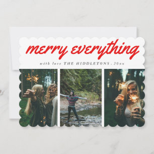 Cartes Pour Fêtes Annuelles Joyeux Tout Rouge Script Trois Vacances Photo