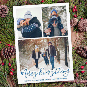 Cartes Pour Fêtes Annuelles Joyeux Tout Simple Bleu Photo Famille