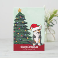 Joyeux Tricolore de Noël Corgi à Santa Hat Cute