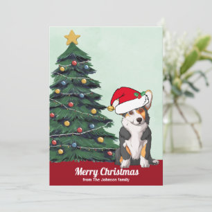 Cartes Pour Fêtes Annuelles Joyeux Tricolore de Noël Corgi à Santa Hat Cute