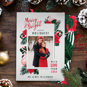 Cartes Pour Fêtes Annuelles Joyeux tropical et Sucre de canne de Flamant rose