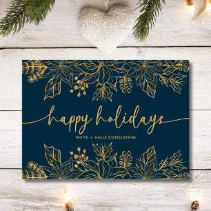 Cartes Pour Fêtes Annuelles Joyeux Vacances Calligraphie Script Business Or