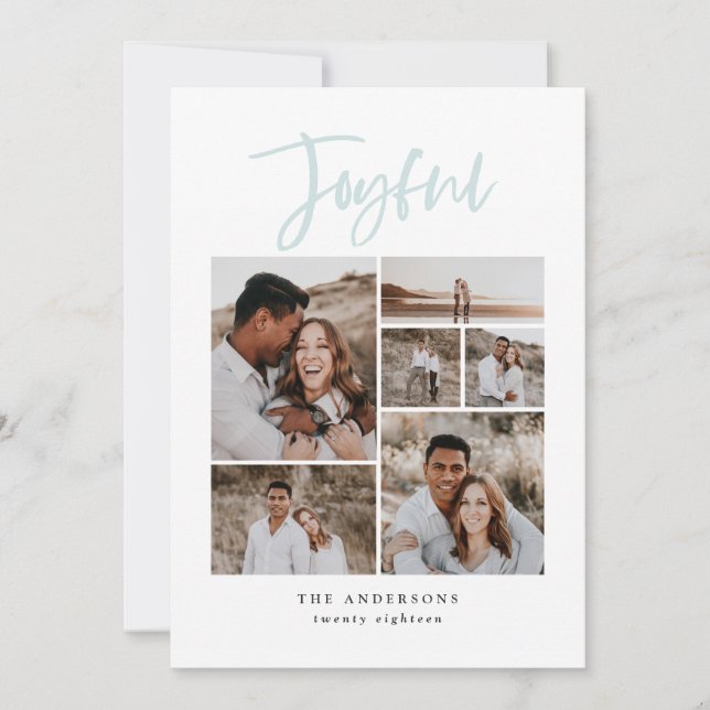 Cartes Pour Fêtes Annuelles Joyeux vacances multi photo bleu de Noël (Devant)