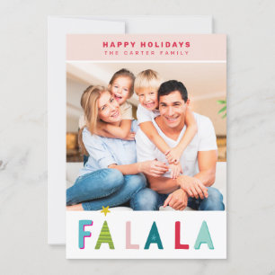 Cartes Pour Fêtes Annuelles JOYEUX VACANCES Noël falala typographie rose