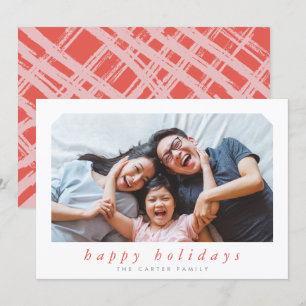 Cartes Pour Fêtes Annuelles JOYEUX VACANCES Noël simple italique encadré bleu