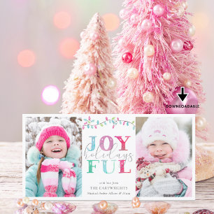 Cartes Pour Fêtes Annuelles JOYEUX VACANCES   Pastel Holiday Lights 2 Photos