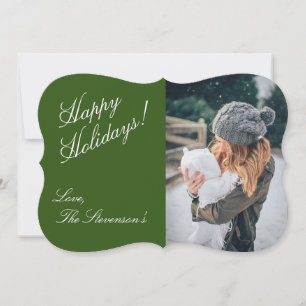 Cartes Pour Fêtes Annuelles Joyeux Vacances vert Script photo Noël