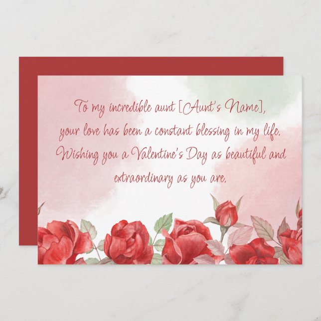 Cartes Pour Fêtes Annuelles Joyeux Valentin à ma tante (Devant / Derrière)