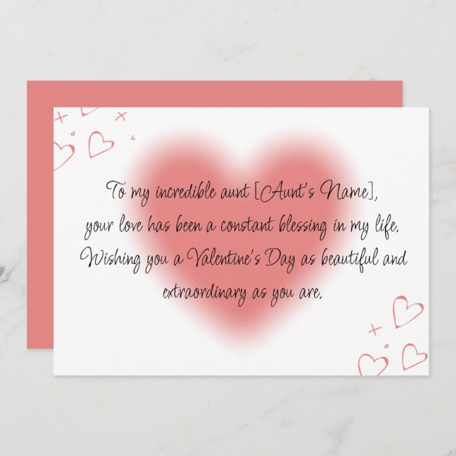 Cartes Pour Fêtes Annuelles Joyeux Valentin à ma tante (Devant / Derrière)