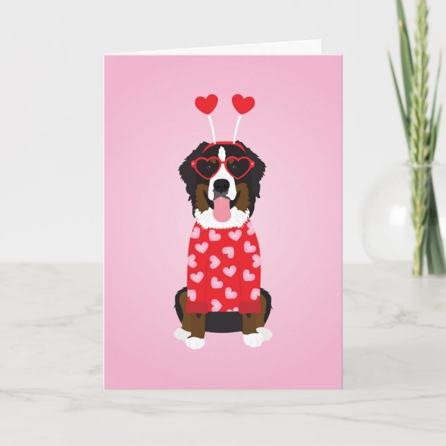 Cartes Pour Fêtes Annuelles Joyeux Valentin Bernese Mountain Dog (Devant)