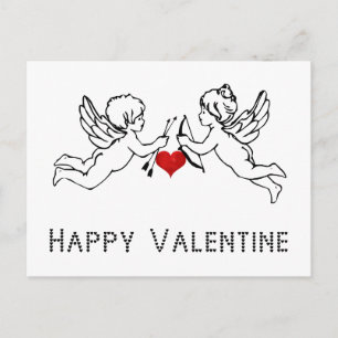 Cartes Pour Fêtes Annuelles Joyeux Valentine Cherubs Cupid Couple Red Heart