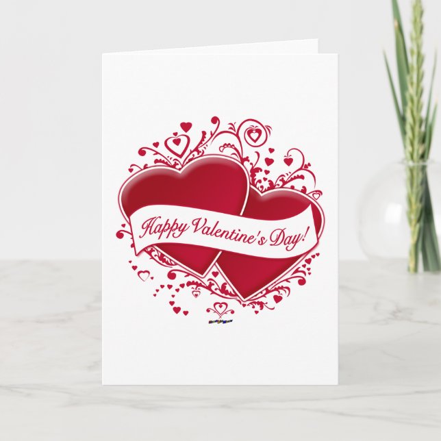 Cartes Pour Fêtes Annuelles Joyeux Valentine ! Red Hearts (Devant)