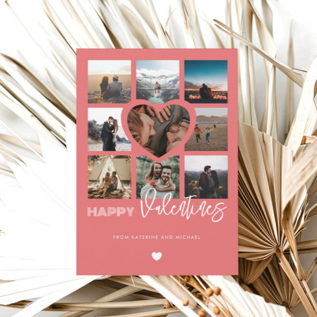 Cartes Pour Fêtes Annuelles Joyeux Valentines 9 Photo Collage Couple Famille (Créateur téléchargé)