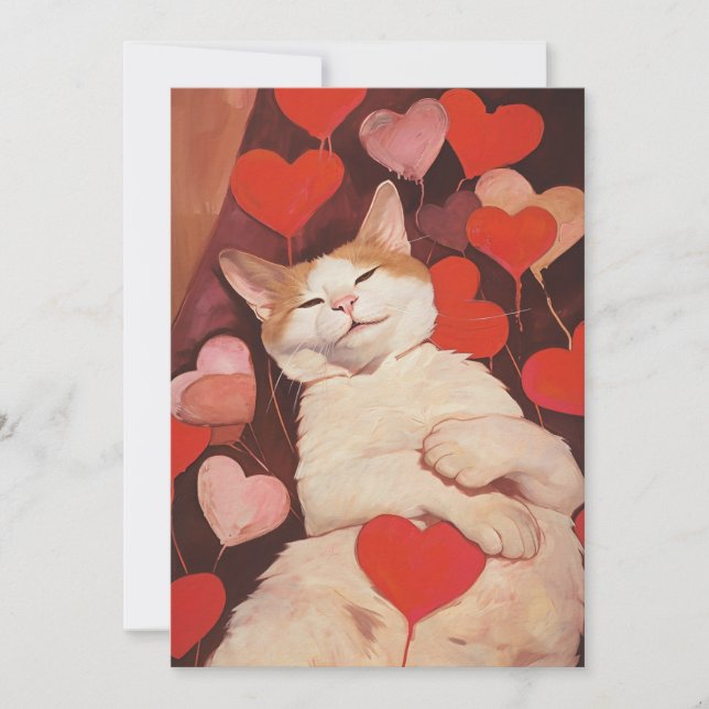 Cartes Pour Fêtes Annuelles Joyeux Valentines Chat (Devant)