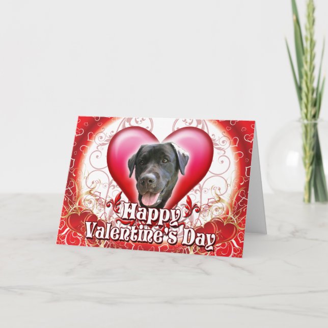 Cartes Pour Fêtes Annuelles Joyeux Valentines Day Black Lab (Devant)