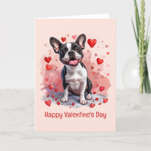 Cartes Pour Fêtes Annuelles Joyeux Valentines Day Boston Terrier Dog