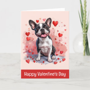 Cartes Pour Fêtes Annuelles Joyeux Valentines Day Boston Terrier Dog