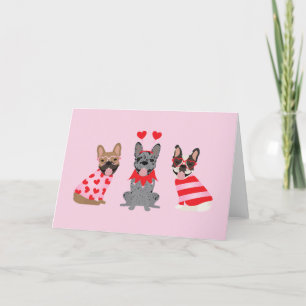 Cartes Pour Fêtes Annuelles Joyeux Valentines Day Bulldogs français