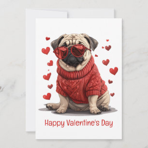 Cartes Pour Fêtes Annuelles Joyeux Valentines Day Carlin Chien