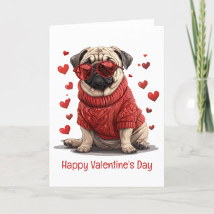 Cartes Pour Fêtes Annuelles Joyeux Valentines Day Carlin Chien