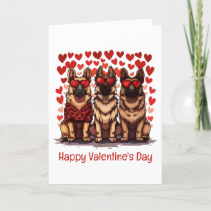 Cartes Pour Fêtes Annuelles Joyeux Valentines Day Chiens bergers allemands