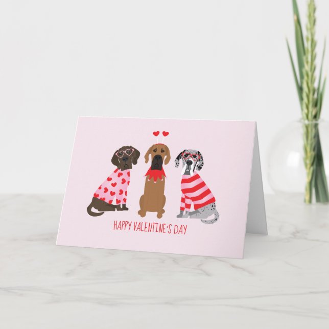 Cartes Pour Fêtes Annuelles Joyeux Valentines Day Chiens de Danse (Devant)
