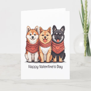 Cartes Pour Fêtes Annuelles Joyeux Valentines Day Chiens Shiba Inu