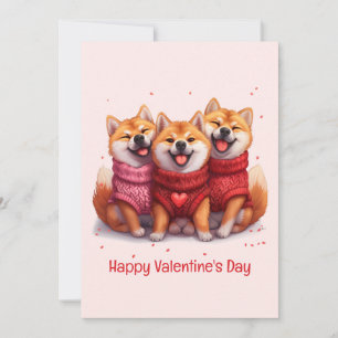 Cartes Pour Fêtes Annuelles Joyeux Valentines Day Chiens Shiba Inu