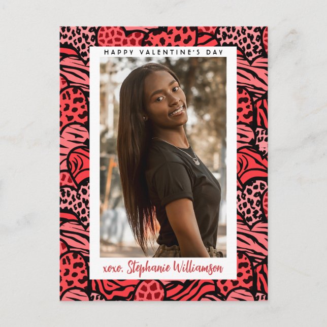 Cartes Pour Fêtes Annuelles Joyeux Valentines Day Cute Red Jungle Hearts Photo (Devant)