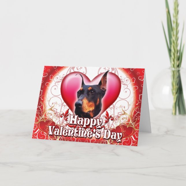 Cartes Pour Fêtes Annuelles Joyeux Valentines Day Doberman (Devant)
