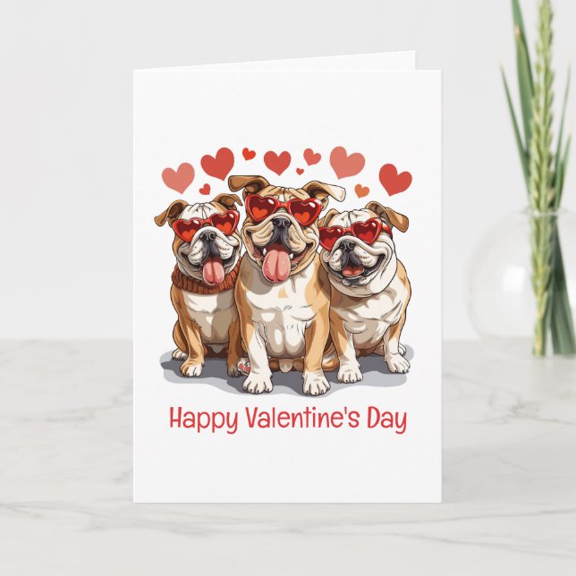 Cartes Pour Fêtes Annuelles Joyeux Valentines Day English Bulldog (Devant)