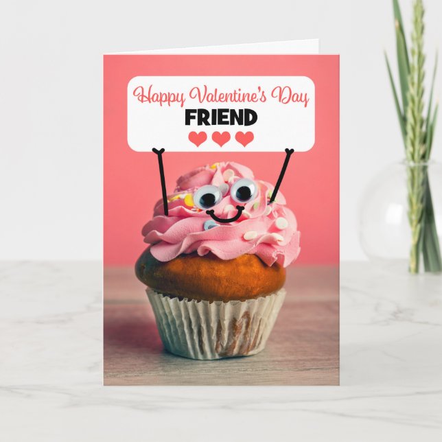 Cartes Pour Fêtes Annuelles Joyeux Valentines Day Friend Cute Cupcake (Devant)