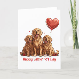 Cartes Pour Fêtes Annuelles Joyeux Valentines Day Golden Retriever Chien