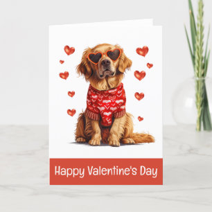 Cartes Pour Fêtes Annuelles Joyeux Valentines Day Golden Retriever Chien
