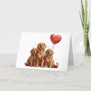 Cartes Pour Fêtes Annuelles Joyeux Valentines Day Golden Retriever Chien