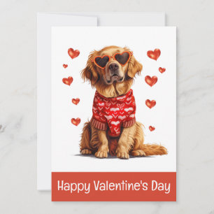 Cartes Pour Fêtes Annuelles Joyeux Valentines Day Golden Retriever Chien