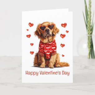 Cartes Pour Fêtes Annuelles Joyeux Valentines Day Golden Retriever Chien